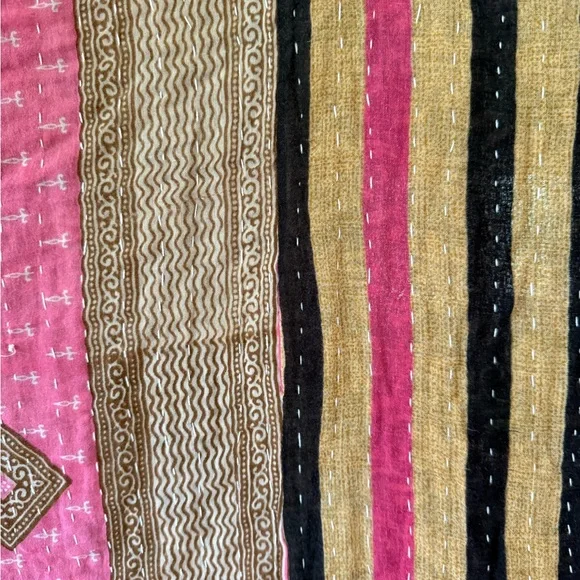 Vintage kantha quilt, twin cotton throw, beach blanket - Picture 2 of 5